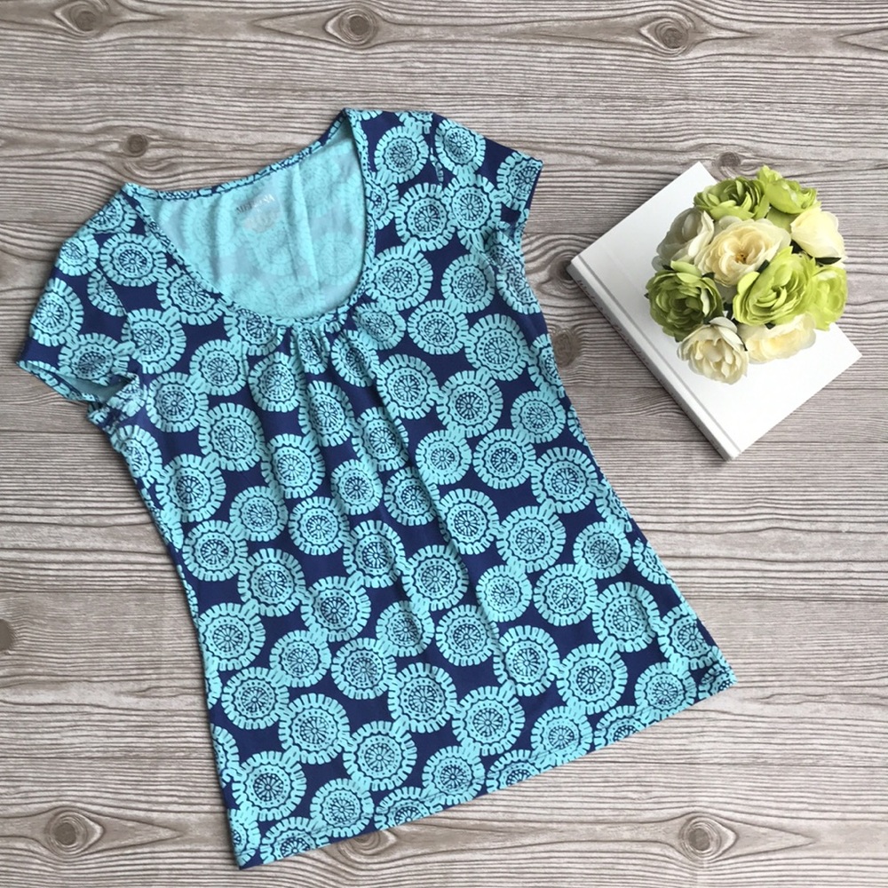 Merona Blue Geometric Pattern Top